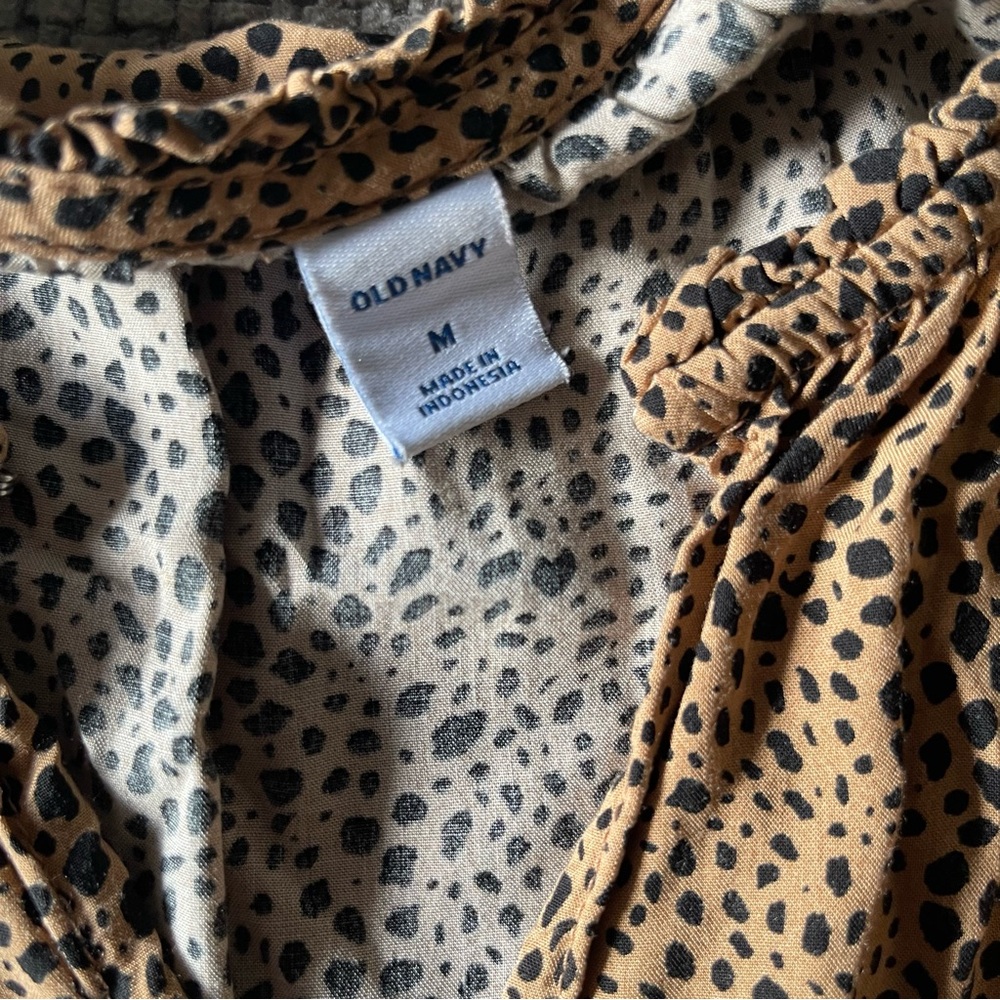 Old Navy Animal Print Sleeveless Tiered Babydoll Mini Dress Size M Boho Leopard - Picture 4 of 10